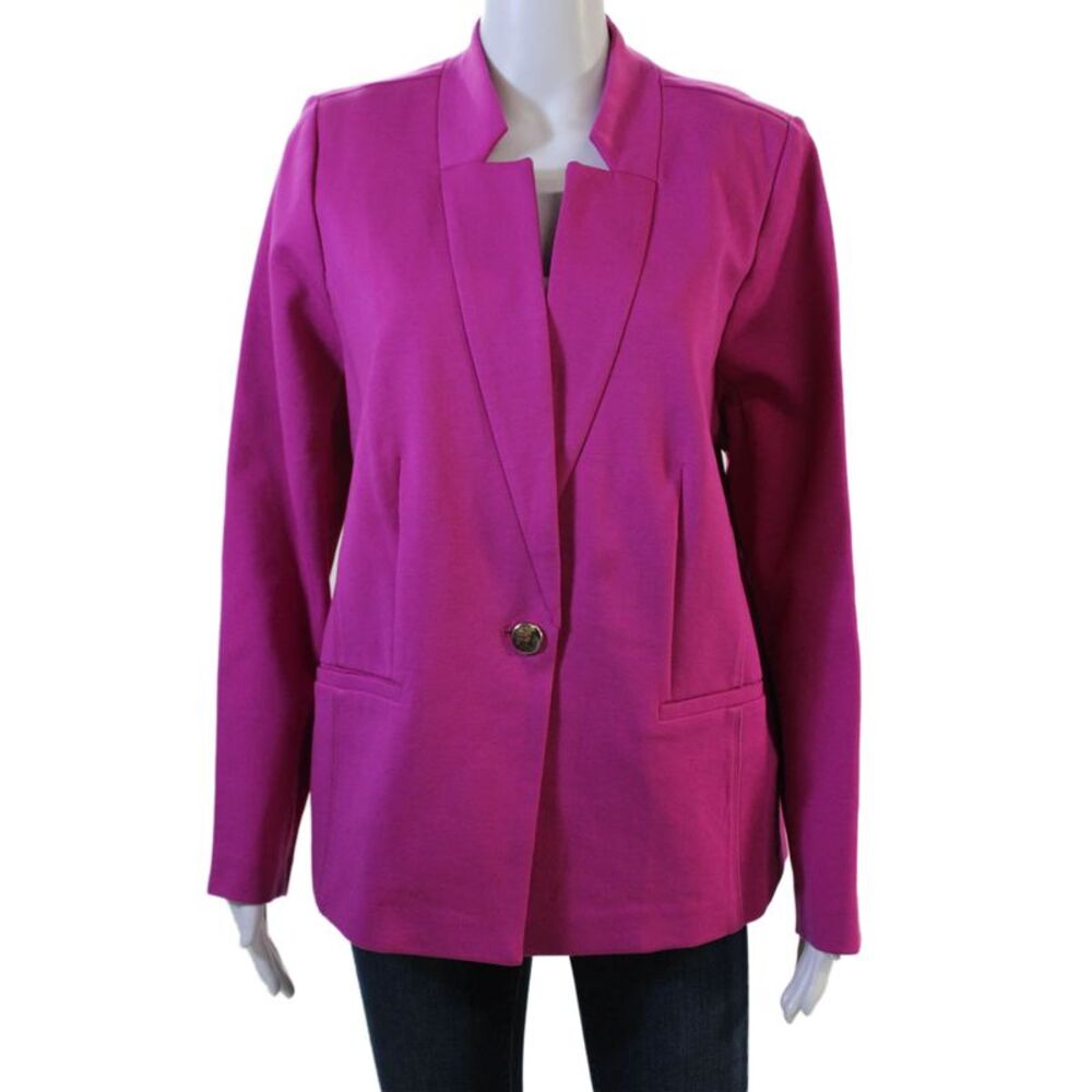 Eloquii Women Pink Button Long Sleeve Blazer Plus Size 16